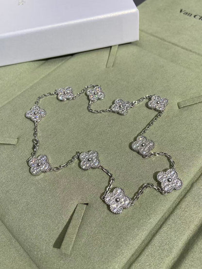[Eterna Jewels]CLOVER 10 MOTIFS  FULL DIAMOND NECKLACE