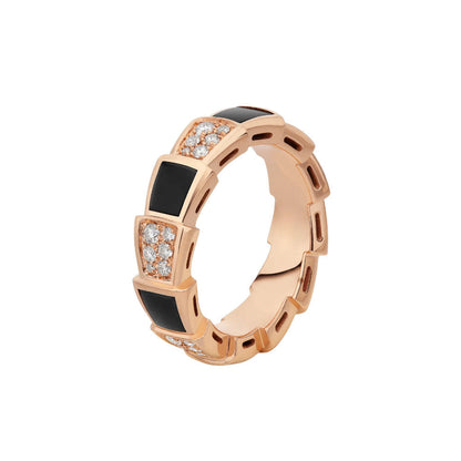 [Eterna Jewels]SERPENTI RING PINK GOLD BLACK MOP DIAMOND PAVED 4MM