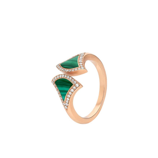 [Eterna Jewels]DREAM MALACHITE DIAMOND OPEN RING