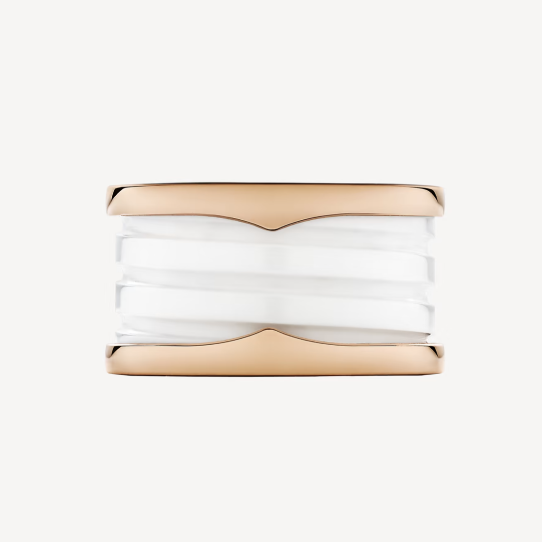 [Eterna Jewels]ZERO 1 FOUR-BAND LOOPS AND WHITE CERAMIC SPIRAL PINK GOLD RING