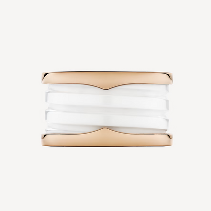 [Eterna Jewels]ZERO 1 FOUR-BAND LOOPS AND WHITE CERAMIC SPIRAL PINK GOLD RING