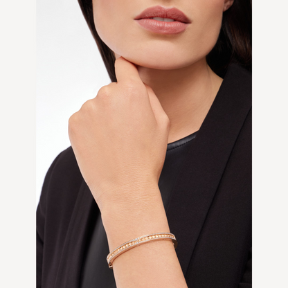 [Eterna Jewels]ZERO 1 SPIRAL AND PAVED DIAMOND PINK GOLD BRACELET