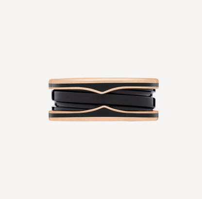 [Eterna Jewels]ZERO 1 TWO-BAND WITH MATTE BLACK CERAMIC PINK GOLD RING