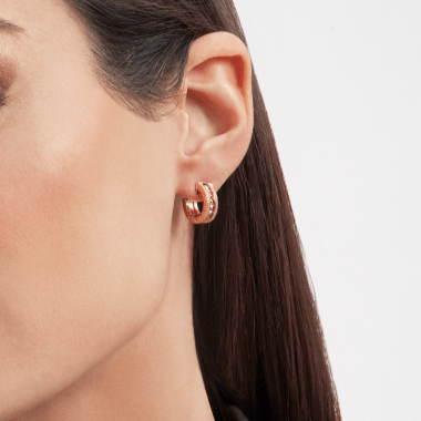 [Eterna Jewels]ZERO 1 ROCK GOLD EARRINGS WITH STUDDED SPIRAL AND PAVED DIAMONDS