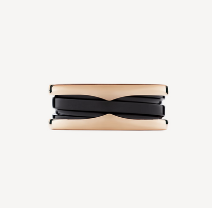 [Eterna Jewels]ZERO 1 TWO-BAND LOOPS AND BLACK CERAMIC PINK GOLD RING