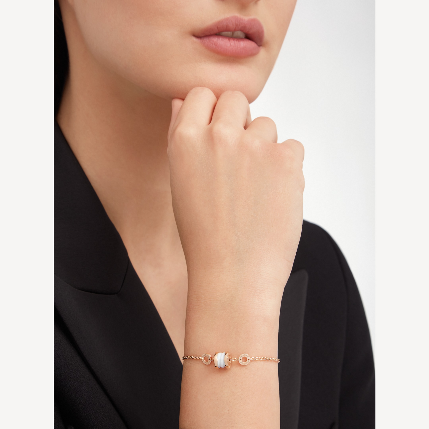 [Eterna Jewels]ZERO 1 SOFT PINK GOLD AND WHITE CERAMIC BRACELET