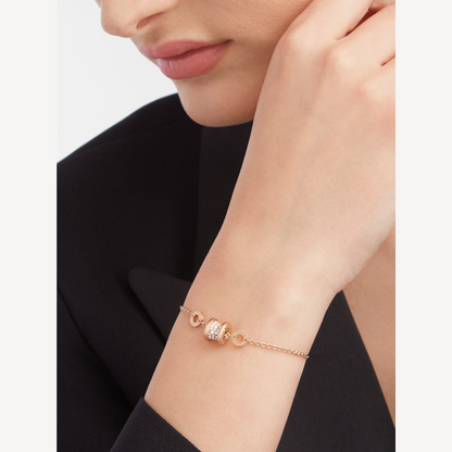[Eterna Jewels]ZERO 1 SOFT PINK GOLD WITH PAVED DIAMONDS ON THE SPIRAL BRACELET