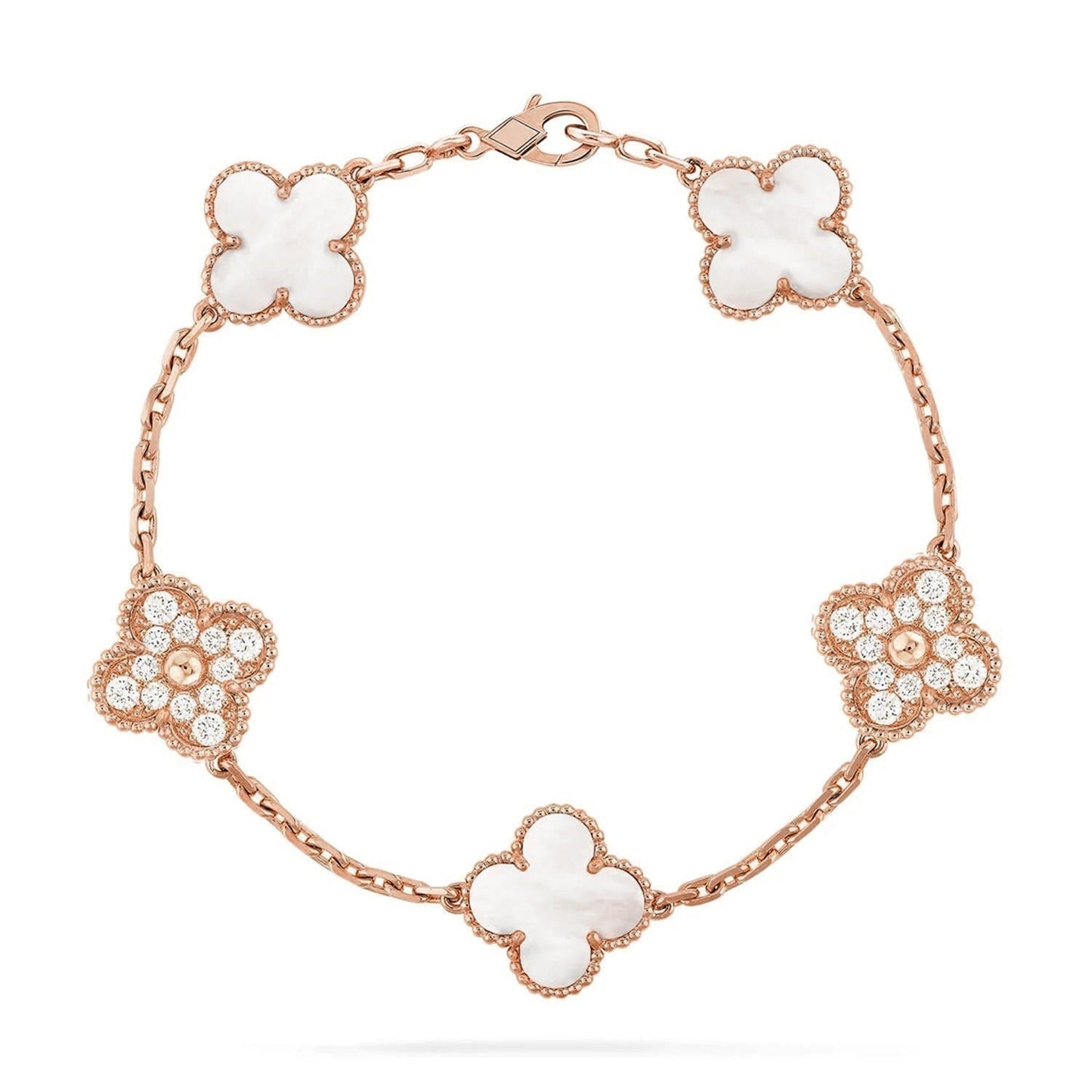 [Eterna Jewels]CLOVER WHITE PEARL MOP 5 MOTIF BRACELET COLLECTION