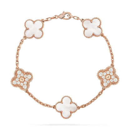 [Eterna Jewels]CLOVER WHITE PEARL MOP 5 MOTIF BRACELET COLLECTION