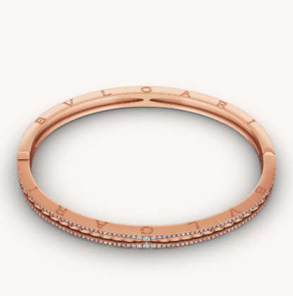 [Eterna Jewels]ZERO 1 SPIRAL AND PAVED DIAMOND PINK GOLD BRACELET