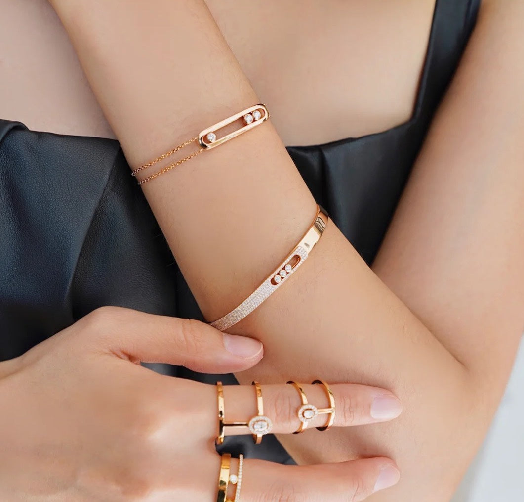 [Eterna Jewels]Move Noa Rose Gold Pavé Diamond Bangle Bracelet