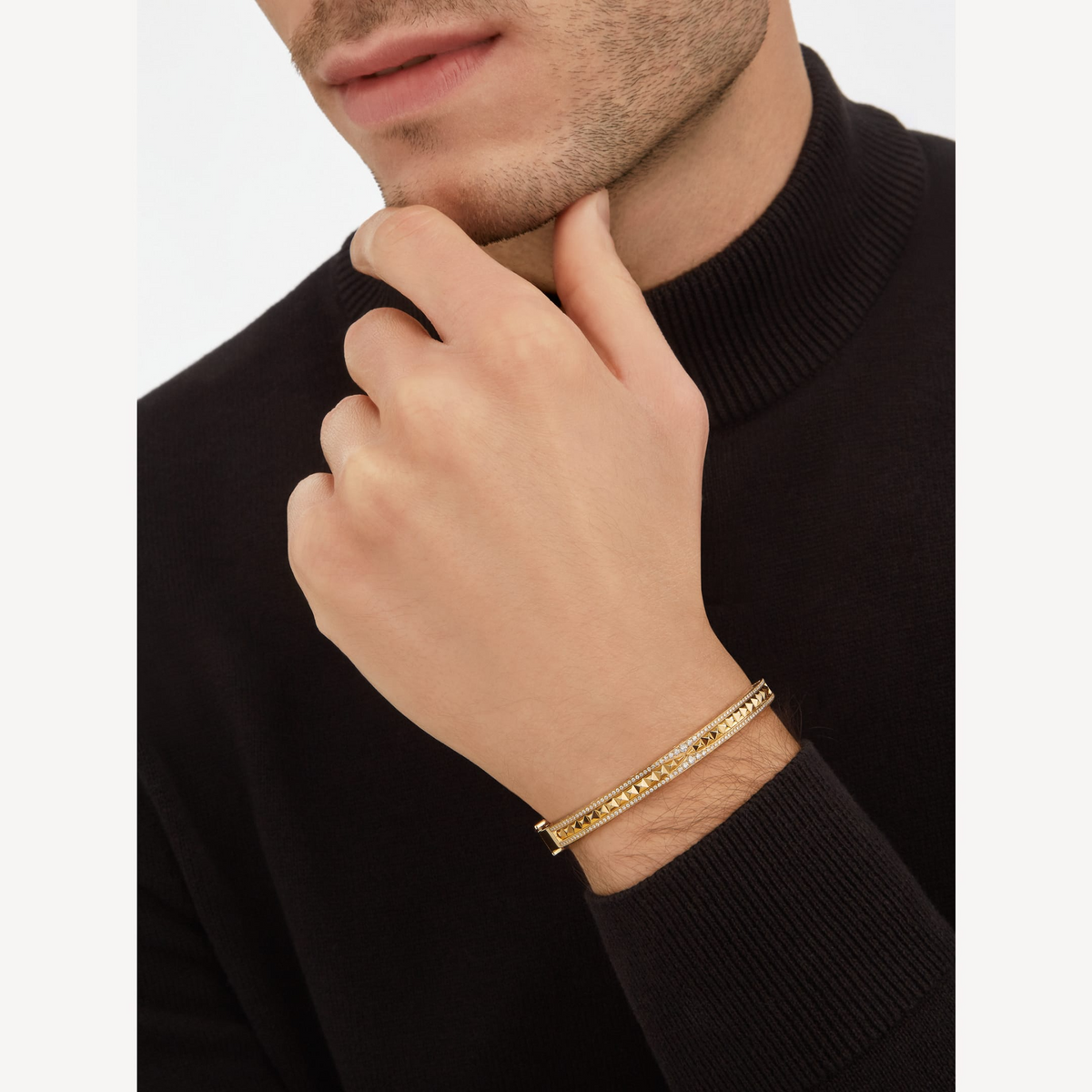 [Eterna Jewels]ZERO 1 SPIRAL AND PAVED DIAMOND GOLD BRACELET
