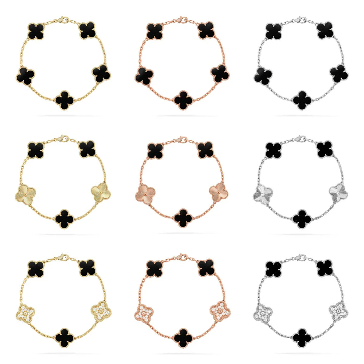 [Eterna Jewels] CLOVER 5 MOTIF ONYXS BRACELET COLLECTION