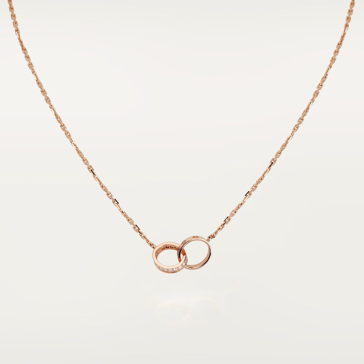 [Eterna Jewels]LOVE DOUBLE RING HALF DIAMOND NECKLACE