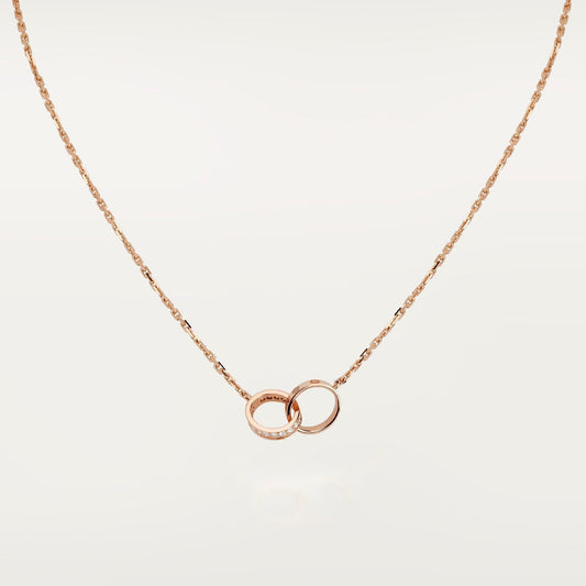 [Eterna Jewels]LOVE DOUBLE RING HALF DIAMOND NECKLACE