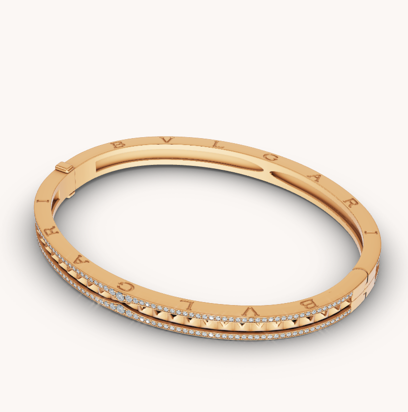 [Eterna Jewels]ZERO 1 SPIRAL AND PAVED DIAMOND GOLD BRACELET