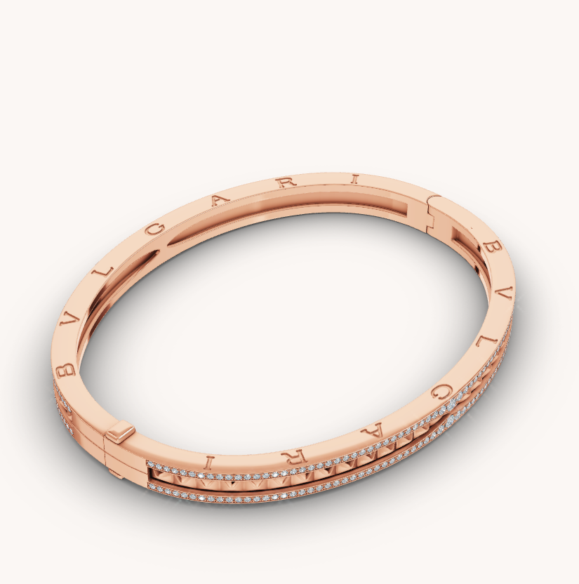 [Eterna Jewels]ZERO 1 SPIRAL AND PAVED DIAMOND PINK GOLD BRACELET