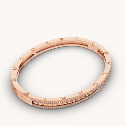 [Eterna Jewels]ZERO 1 SPIRAL AND PAVED DIAMOND PINK GOLD BRACELET