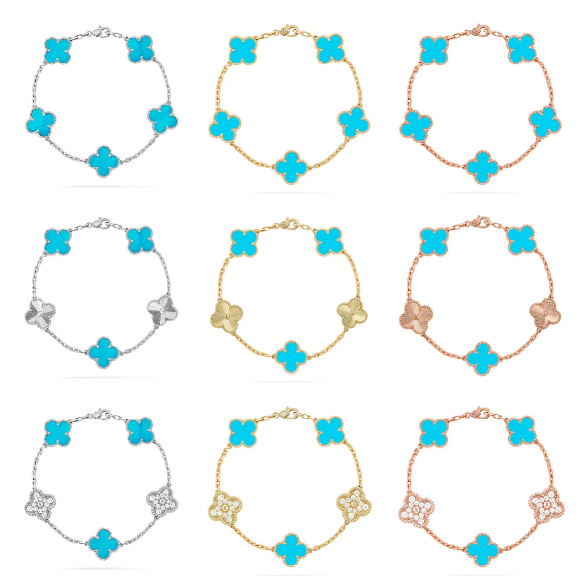 [Eterna Jewels] CLOVER 5 MOTIF TURQUOISE BRACELET COLLECTION
