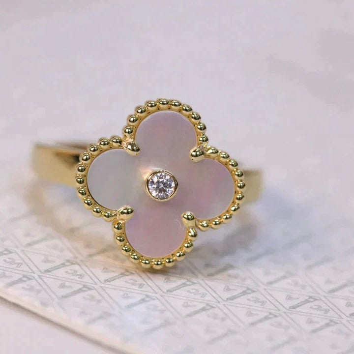 [Eterna Jewels]CLOVER PINK MOP RING GOLD DIAMOND
