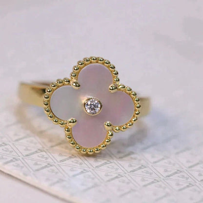 [Eterna Jewels]CLOVER PINK MOP RING GOLD DIAMOND