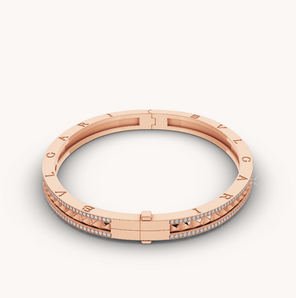 [Eterna Jewels]ZERO 1 SPIRAL AND PAVED DIAMOND PINK GOLD BRACELET