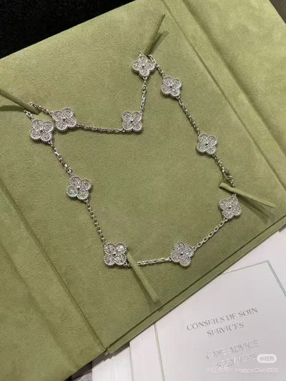 [Eterna Jewels]CLOVER 10 MOTIFS  FULL DIAMOND NECKLACE