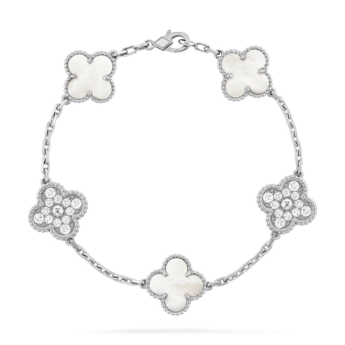 [Eterna Jewels]CLOVER WHITE PEARL MOP 5 MOTIF BRACELET COLLECTION