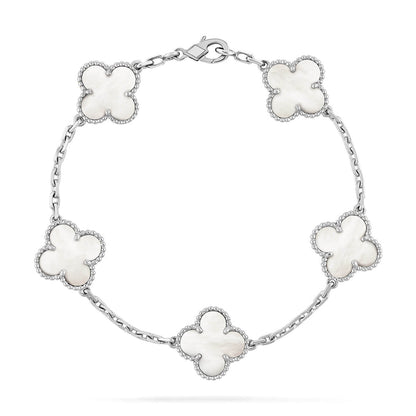 [Eterna Jewels]CLOVER WHITE PEARL MOP 5 MOTIF BRACELET COLLECTION
