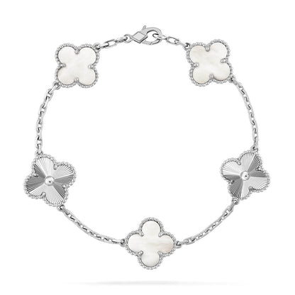 [Eterna Jewels]CLOVER WHITE PEARL MOP 5 MOTIF BRACELET COLLECTION