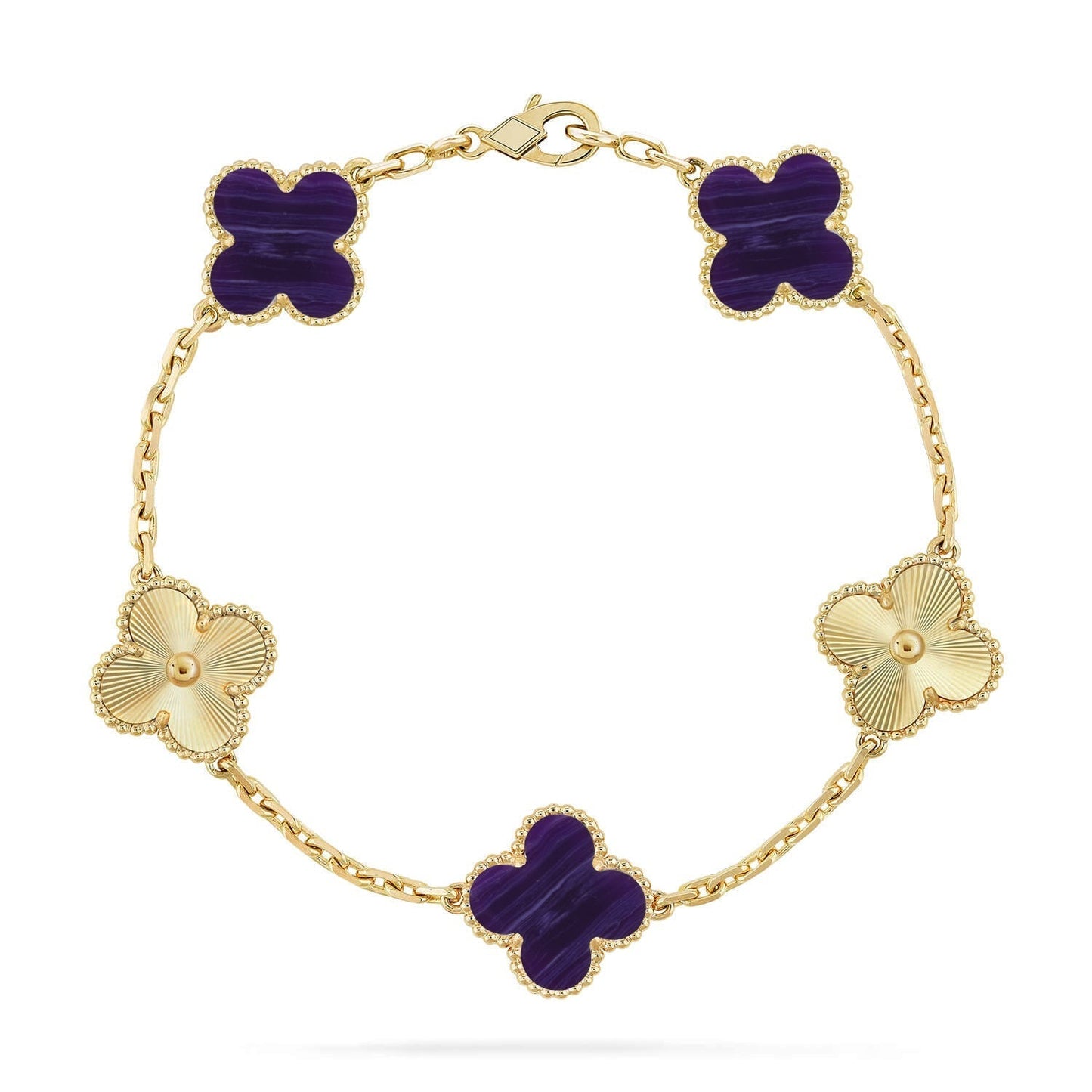 [Eterna Jewels]CLOVER 5 MOTIF PURPLE STRIPES BRACELET COLLECTION