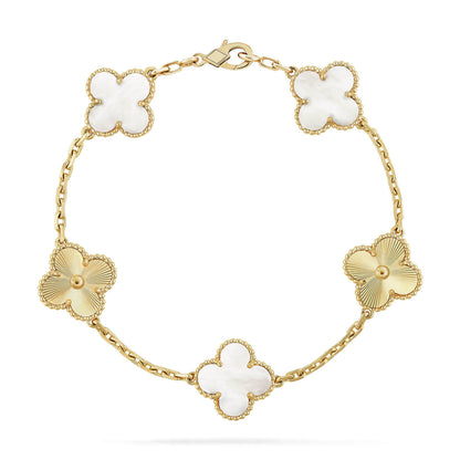 [Eterna Jewels]CLOVER WHITE PEARL MOP 5 MOTIF BRACELET COLLECTION