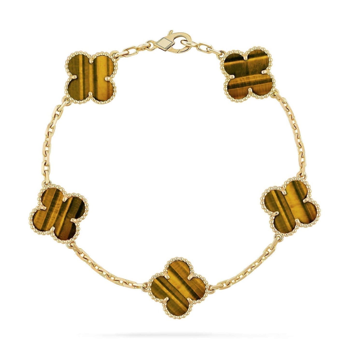 [Eterna Jewels] CLOVER 5 MOTIFS TIGER EYE BRACELET COLLECTION