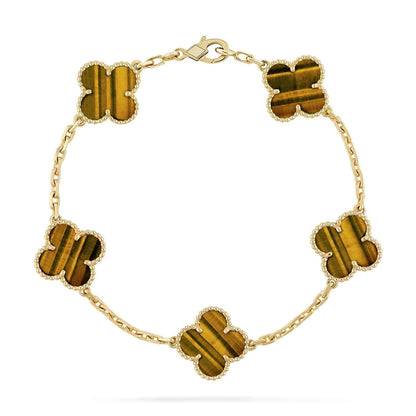 [Eterna Jewels] CLOVER 5 MOTIFS TIGER EYE BRACELET COLLECTION