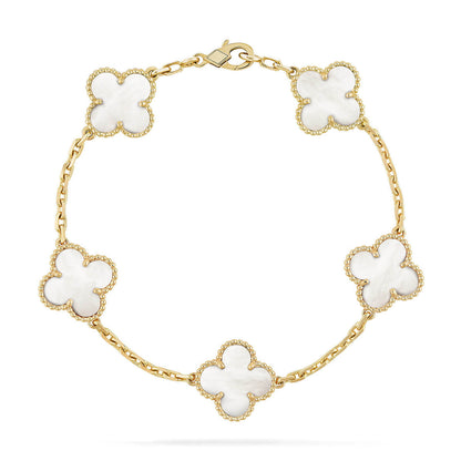 [Eterna Jewels]CLOVER WHITE PEARL MOP 5 MOTIF BRACELET COLLECTION