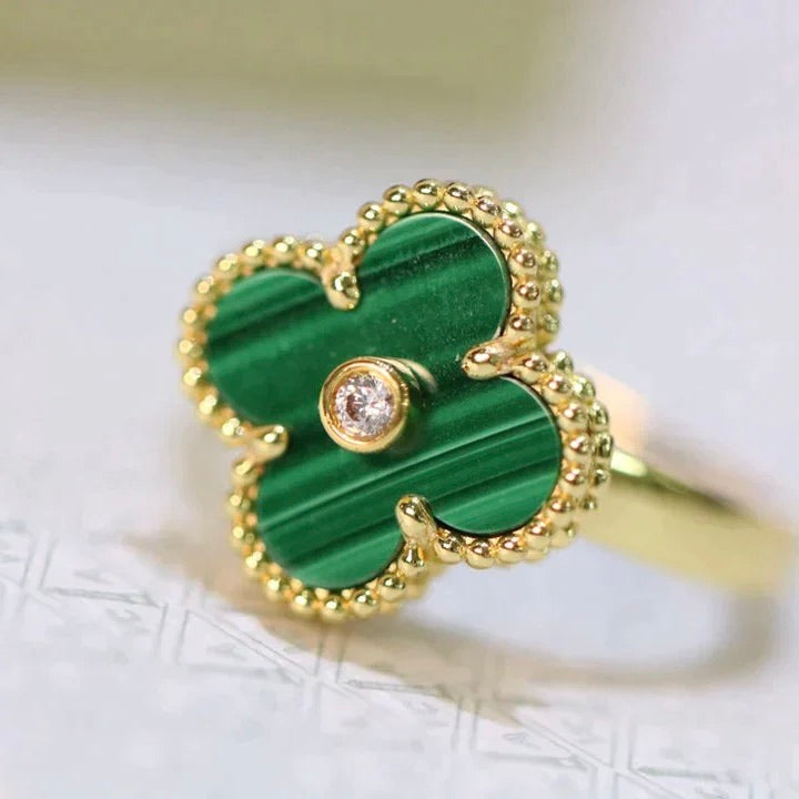 [Eterna Jewels]CLOVER MALACHITE RING GOLD DIAMOND