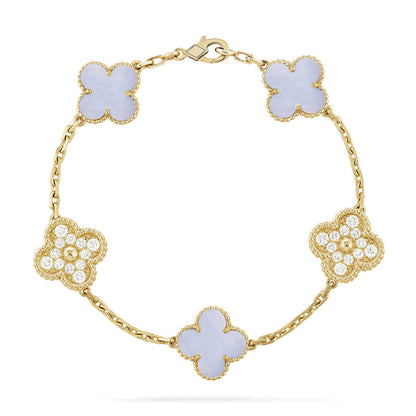 [Eterna Jewels] CLOVER 5 MOTIF PURPLE CHALCEDONY BRACELET COLLECTION