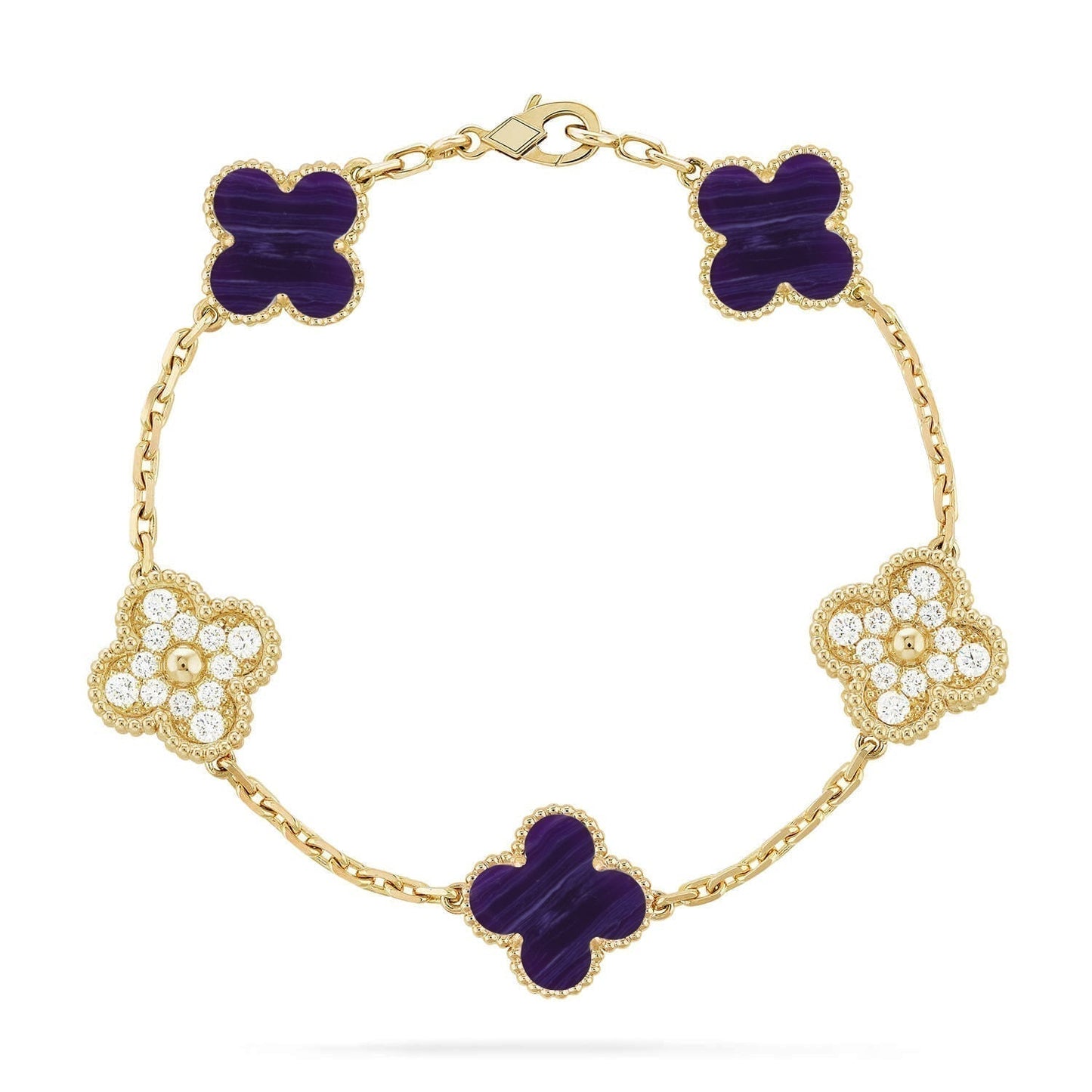[Eterna Jewels]CLOVER 5 MOTIF PURPLE STRIPES BRACELET COLLECTION