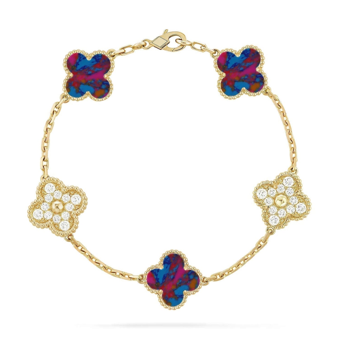 [Eterna Jewels]CLOVER 5 MOTIF COLOR GEMSTONES BRACELET COLLECTION