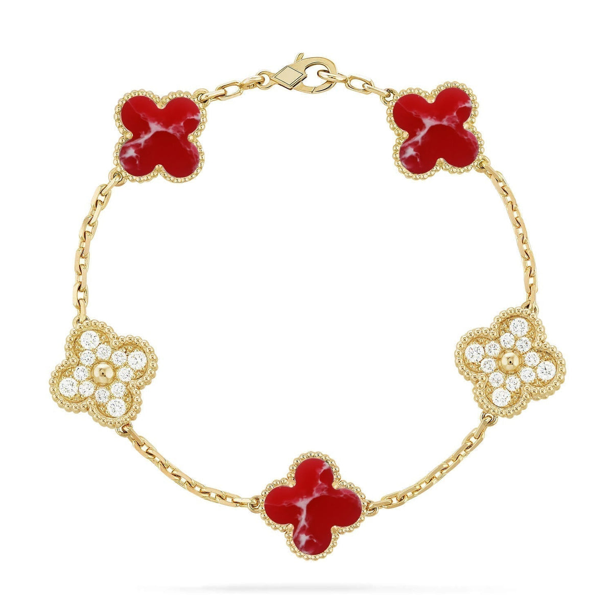 [Eterna Jewels]CLOVER 5 MOTIF RED PATTERN BRACELET COLLECTION