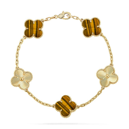 [Eterna Jewels] CLOVER 5 MOTIFS TIGER EYE BRACELET COLLECTION