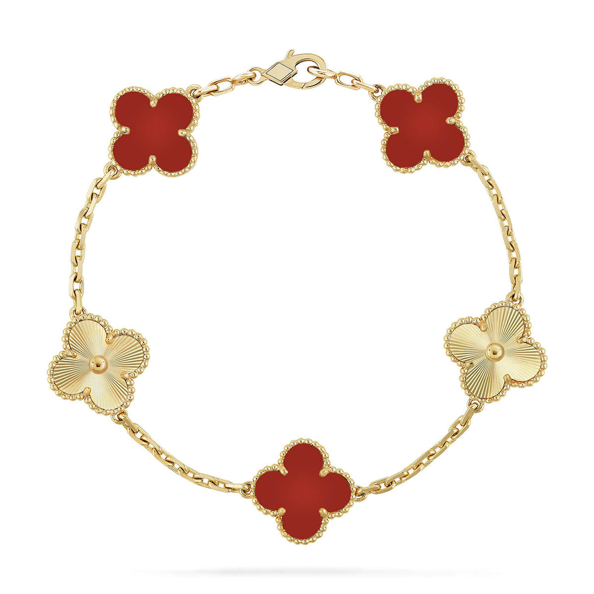 [Eterna Jewels] CLOVER 5 MOTIF RED CORNELIAN BRACELET COLLECTION