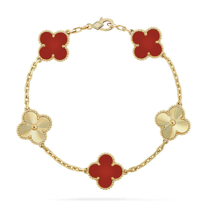 [Eterna Jewels] CLOVER 5 MOTIF RED CORNELIAN BRACELET COLLECTION