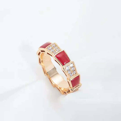 [Eterna Jewels]SERPENTI RING PINK GOLD CARNELIAN DIAMOND PAVED 4MM