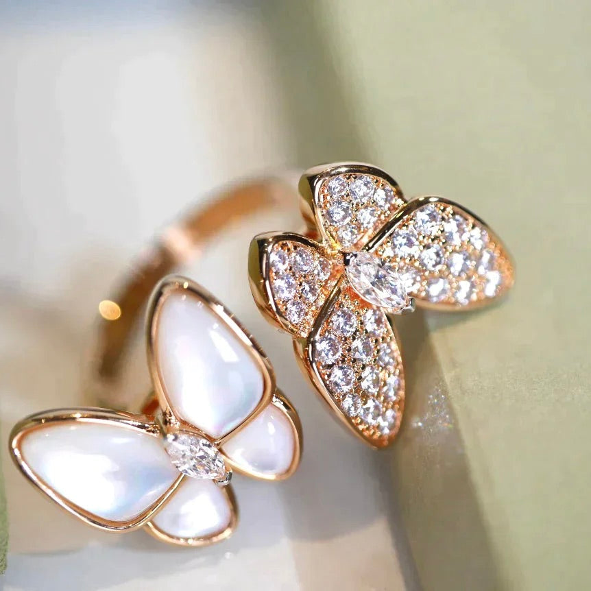 [Eterna Jewels]TWIN BUTTERFLY DIAMOND MOP RING