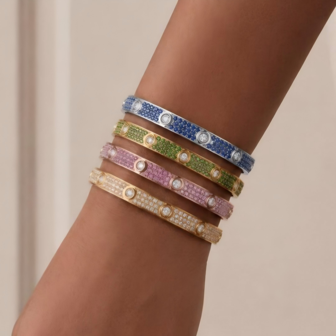 [Eterna Jewels]2026 PAVE GEMSTONE LOVE BRACELET 6.1MM 10 DIAMONDS