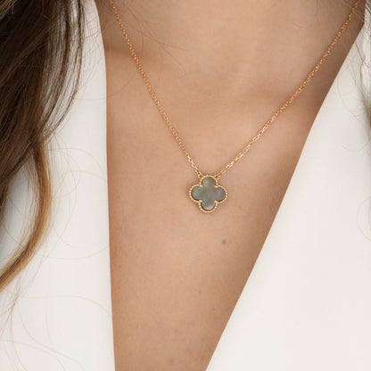 [Eterna Jewels]CLOVER 15MM  GRAY MOTHER OF PEARL NECKLACE