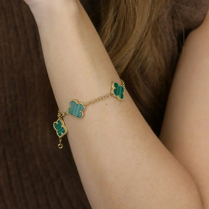 [Eterna Jewels] CLOVER 5 MOTIF MALACHITE BRACELET COLLECTION