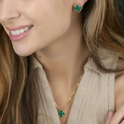 [Eterna Jewels]CLOVER MINI 9.5MM MALACHITE  EARRINGS