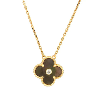 [Eterna Jewels]CLOVER 15MM DIAMOND AND MOTHER-OF-GREY NECKLACE
